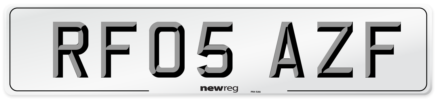 RF05 AZF Number Plate from New Reg